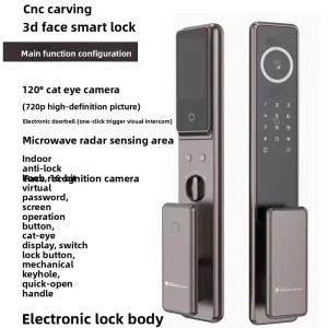 For Smart Home R60Max Smart Lock Facial Recognition Video Intercom Digital Door Viewer Fingerprint Lock Zinc Alloy (For Home