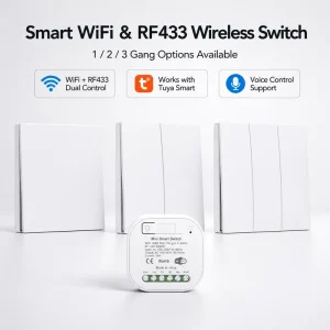 For Tuya Smart Home EU Wall Light Switch Type C WiFi RF433 Wireless Push Button Timing Voice Control Compatible Alexa GoogleHome
