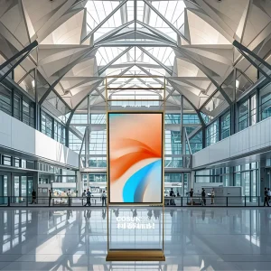 For Ultra Thin Digital Poster Indoor Advertising Display Touchscreen Floor Standing Totem OEM for Airports Retail & Subway