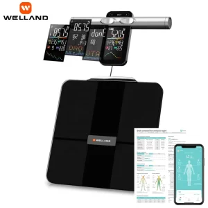 For VA Screen Tempered Glass Smart Scale 8 Electrodes Sensor Technology for App 180kg Capacity Digital Display