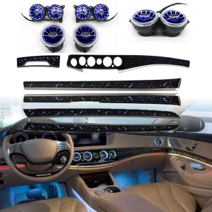 For W222 Dynamic LED Ambient Light 4D Rotating Tweeter Turbine Air Vent Speaker Cover Retrofit Kit