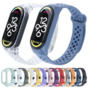 For Xiaomi Mi Band 3 4 5 6 7 8 NFC Silicone Wristband Bracelet Replacement Strap Pure Color Smart Watch Strap