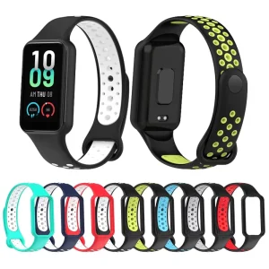 For Xiaomi Smart Band 8 Active Multi Holes Breathable Sport Bracelet Belt for Redmi Band 2 Dual Color Silicone Watch Strap