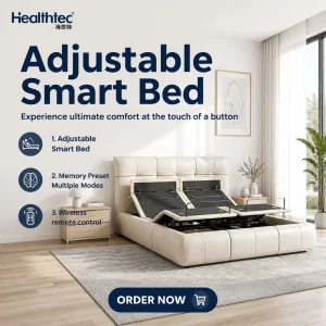 Foshan Split King Metal Frame Sleep Monitoring System Vibration Massage Electric Smart Adjustable Bed