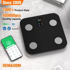 Four point Type TFT Display 180kg Smart Body Fat Scale Glass Platform with ABS Base for Indoor Bathroom Smart Wireless Scale