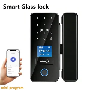 Frameless Glass Smart Lock 30 120mm Framed Glass Wood Door Fingerprint Password Card Key