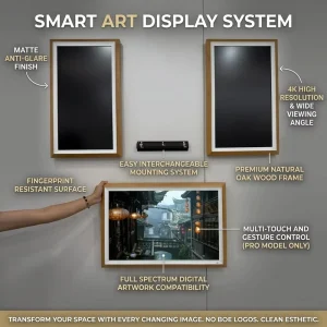 Frameless Matte Anti Glare Digital Art Frame Smart WiFi Wall Mount LCD Gallery Display for Luxury Home Hotel Decoration