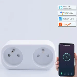 France Double Socket With Energymeter Function APP Control Plug Smart Wifi Switch Power Socket Works With Alexa Google Home