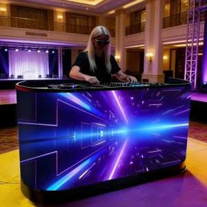 Front Desk Video LED Screen Smart Bar Table Poster Exhibition DJ Booth Curve LED Display Wheels Black 1 Year Warranty