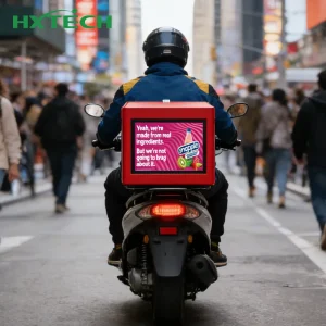 Full Color Led Delivery Box for Motorcycle Bike Pizza Takeaway Three Side Advertising Screen Ip65 Waterproof LED Delivery Box