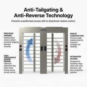 Full Height Turnstile Access Control Gate QR Code Payment Reader Anti-Tailgating for Supermarket Checkout Exit