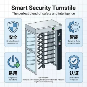 Full Height Turnstile Access Control System Fingerprint Reader Attendance Clocking for Office Building Employee Entranc