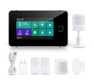 Full Screen Fingerprint Tuya Smart Home Security Burglar Alarm System WIFI GSM with 433mhz Wireless Frequency