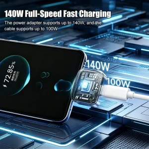 Full-charge Auto-disconnect Type-c Adapter 140w Super Fast Charging Ai Smart Recognition Portable Design
