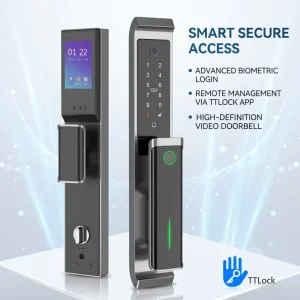 Fully Automatic 3D Face Smart Door Lock With Mechanical Key Backup RFID Card Password Tuya WiFi For Steel Door