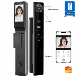 Fully Automatic Face Recognition Smart Lock Fingerprint Password Card Doorbell Function Wood Door Aluminum for Hotel Entrance