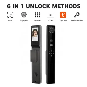 Fully Automatic Face Recognition Smart Lock Palm Vein Fingerprint Digital Biometric 8 in 1 Wood Door Aluminum for Home Villa