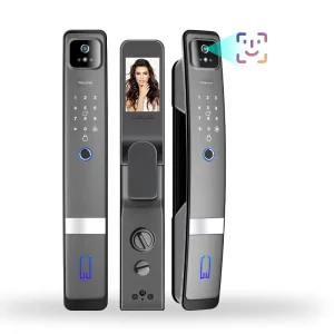 Fully Automatic H20 Aluminum Alloy Anti Theft Security Door Lock with Smart Facial Recognition & Peephole Overseas Version