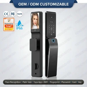 Fully Automatic Smart Door Lock 3D Face Recognition Palm Vein Access Waterproof Metal Body Silent Motor Anti-Peep Keypad