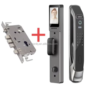 Fully Automatic Smart Door Lock for Steel Door with Key Aluminum Alloy WiFi Camera 3D Face Recognition Cloud 3.5Inch LCD Display