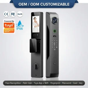 Fully Automatic Smart Door Lock with Camera 3D Face Recognition Palm Vein Access Waterproof Silent Motor Anti-Peep Keypad