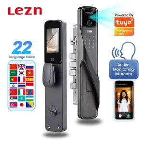 Fully Automatic Smart Lock with Camera Active Intercom for Wood Doors with Face Fingerprint Password Unlock Remote Control