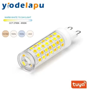 Tuya Wireless App-Controlled Smart G9 LED Bulb, 110V/220VAC, Dimmable, 2700–6500K, Compatible with Alexa and Google for Home Automation