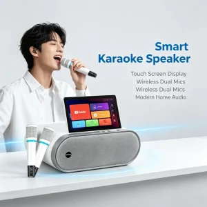 GENCE Reliable Android Smart Video Speaker Touch Screen RGB LED Lighting Plastic Wireless Microphone for Home Entertainment