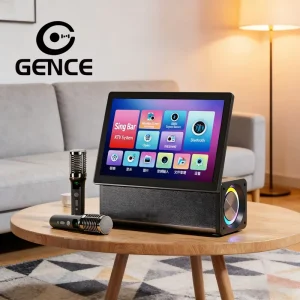 GENCE Smart Video Speaker HD Non Touch Screen WiFi HIFI Stereo Bass Hands Free Call for 5.0 RGB LED Battery Aux Home