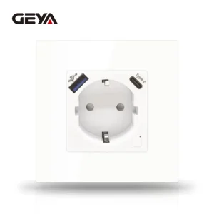 GEYA Custom 16A Smart Wall Socket German Standard 86*86mm Home WiFi Power Monitoring Function with USB Port