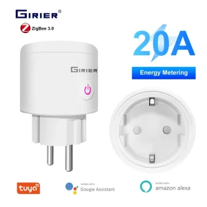 GIRIER Tuya Wireless ZigBee 3.0 Power Plug EU 20A European Standard Smart Plug Outlet Socket With Power Energy Monitor
