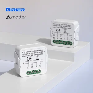 GIRIER Two way Control Smart Breaker Relay AC100 240V 1 2 3 4 Gang Matter Wi Fi Light Switch Module