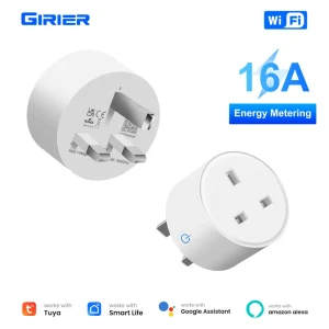 GIRIER WiFi Power Socket Works with Alexa Google Home Energy Monitoring Tuya 16A AC100 240V UK 3 Pin Smart Plug