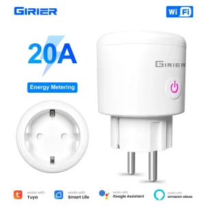 GIRIER WiFi Socket Outlet with Energy Metering 20A 4200W High Load App Remote Control Tuya Smart EU Standard Plug