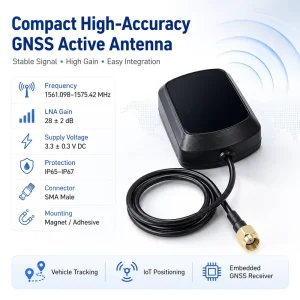 GNSS Active Antenna High Gain GPS External Antenna for Vehicle Tracking IoT Positioning and Embedded Devices