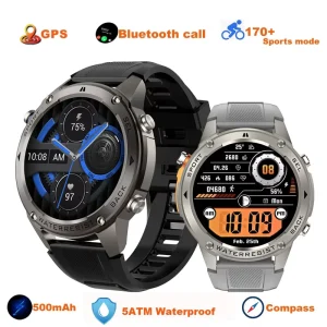 GPS DM56 Sports Smartwatch for Men 500mAh Battery Outdoor 5ATM Waterproof BT Sports Tracking Altitude Compass Android Watch