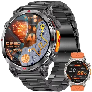 GPS Smart Watch Call Function Voice Assistant Sports Tracking Silicone AMOLED Display 3 ATM Waterproof Fitness Smart Watch
