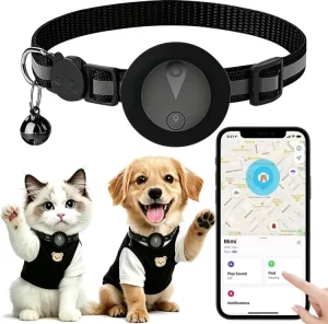 GPS Tracker Collar for Cats Mini GPS Dog Tracker No Monthly Fee Location Smart Pet Activity Tracker Works with Apple iOS Find My