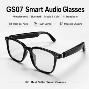 GS07 Photochromic Smart Glasses Wireless Music Call AI Translation Voice Assistant Navigation Sunglasses Private Mold for Men