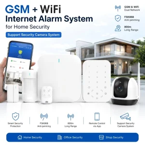 GSM Security System Wifi Internet Alarm System for Home Security Support Security Camera System FSK868 Anti jamming 800m