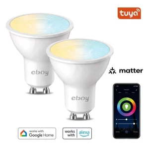GU10 Cool White 4.5W 400LM CE ERP Tuya Matter App-Controlled Dimmable LED Smart Home Light Bulb Compatible with Alexa and Google
