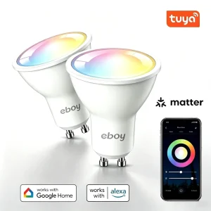 GU10 Matter Smart Bulb RGBCW 4.9W 420 lm CE Tuya Dimmable LED Spotlight, Alexa/Google App Control
