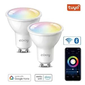GU10 RGBCW 4.5W 385 lm CE ERP Tuya WiFi Dimmable LED Smart Home Bulb, App-Controlled, Compatible with Alexa and Google