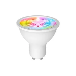 Smart Life App-Compatible Dimmable GU10 Bulb, RGBCCT, 5W, 2200K–6500K, White, Music Sync, Android