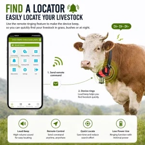 GUPTOMES S15 Low Power Livestock Tracker 30k MAh Battery 4G LTE IP68 GNSS GPS Collar for Large Cattle Herds Ranch Use App Map