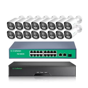 GX YUFD M8S K16 Gcraftsman 4K 8MP POE IP NVR Security Camera System Built in Microphone Speaker Siren SD Card Slot Double Light
