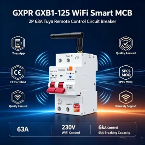 GXB1 125 WiFi Smart MCB 2P 63A Smart Breaker Copper Plastic Material for Smart Home System Miniature Circuit Breaker