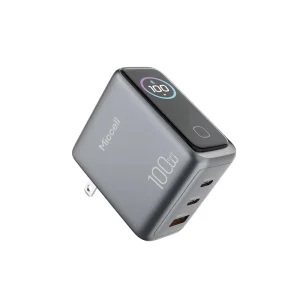 GaN Phone Chargers 100W Fast Charger with USB C&USB A Port Universal Wall Charger with Charging Display Screen