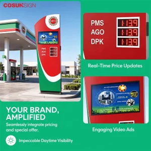 Gas Station Price Digital Screen IP65 Sheet Metal Structure Waterproof Display