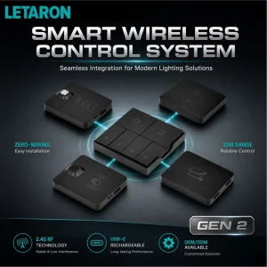 Gen 2 Rechargeable Wireless Sensor Switch Hub 2.4G Multi Pairing Solution Controller for Professional LED Cabinet Lighting